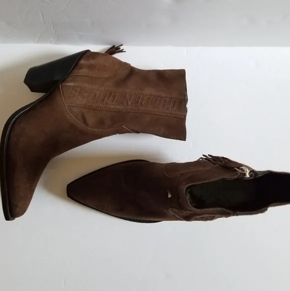Golden Goose Limited Series Suede Leather Pointed Toe Cowboy Brown Boots… - Picture 5 of 10